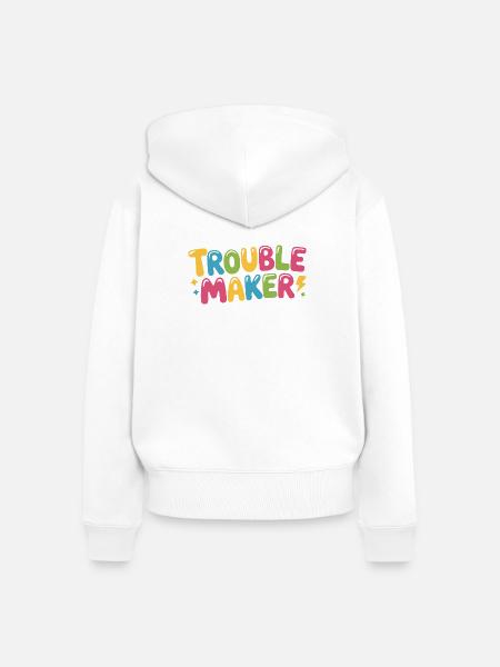 Troublemaker Frechdachs Rabauke Geschwister Kinder - Frauen Premium Bio Zip Hoodie - Weiß