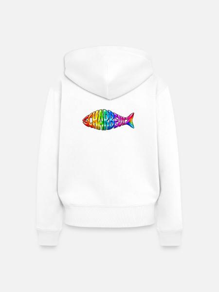 Scharbeutz Fisch Regenbogen - Frauen Premium Bio Zip Hoodie - Weiß