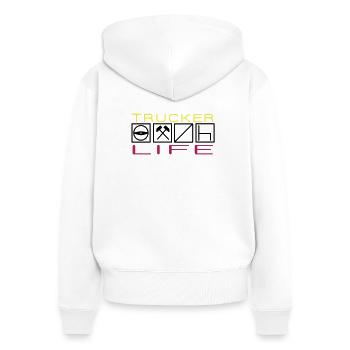 Trucker Life,Berufskraftfahrer,Fernfahrer - Frauen Premium Bio Zip Hoodie - Weiß - Hinten - AI Model Female 172 light (172cm)