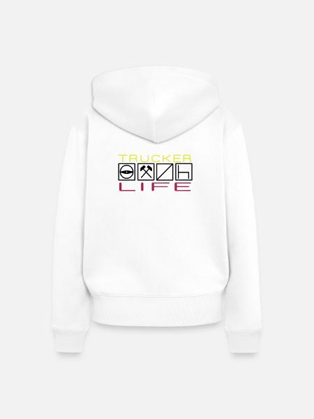 Trucker Life,Berufskraftfahrer,Fernfahrer - Frauen Premium Bio Zip Hoodie - Weiß