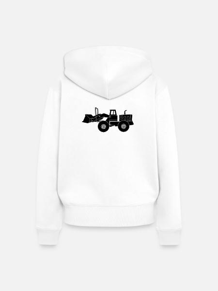 Transparenter Bulldozer - Frauen Premium Bio Zip Hoodie - Weiß
