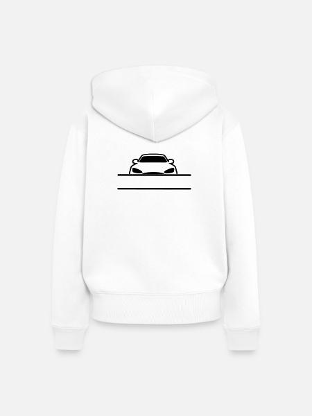 Banner mit Autonamen - Frauen Premium Bio Zip Hoodie - Weiß