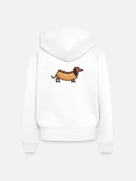 Dackel Lustiges Tier - Frauen Premium Bio Zip Hoodie - Weiß