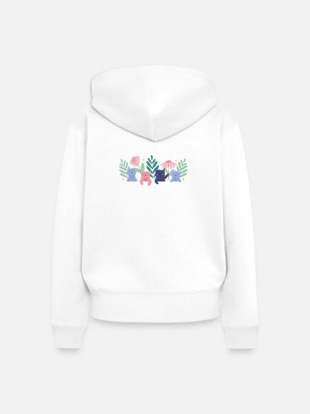 Skurrile Katze Garten Illustration - Frauen Premium Bio Zip Hoodie - Weiß