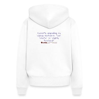 Conception d’adaptation chaotique à légèrement fonctionnelle - Sweat à capuche zippé Premium bio Femme - blanc - Dos - AI Model Female 172 light (172cm)