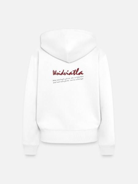 Woidviatla Script Logo - Frauen Premium Bio Zip Hoodie - Weiß