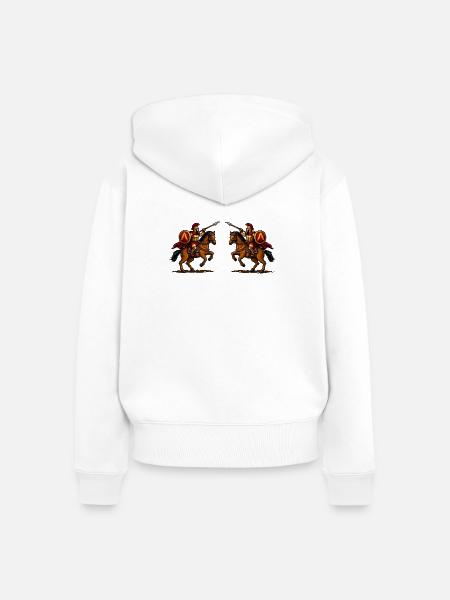 Spartan Reiterduell - Frauen Premium Bio Zip Hoodie - Weiß