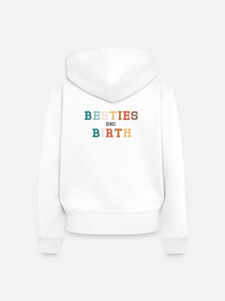 Besties seit Geburt - Frauen Premium Bio Zip Hoodie - Weiß
