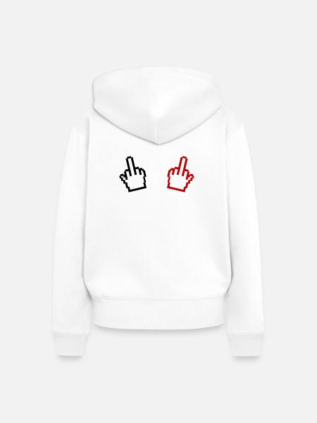 Pixel Mittelfinger - Frauen Premium Bio Zip Hoodie - Weiß