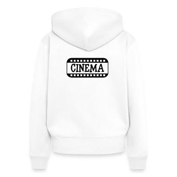 Cinema - Sweat à capuche zippé Premium bio Femme - blanc - Dos - AI Model Female 172 light (172cm)