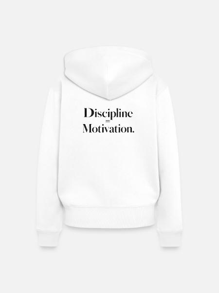 Disziplin Motivation Typografie - Frauen Premium Bio Zip Hoodie - Weiß