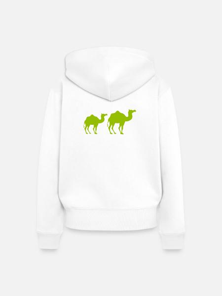 Kamel-Silhouette Duo Neon-Grün - Frauen Premium Bio Zip Hoodie - Weiß