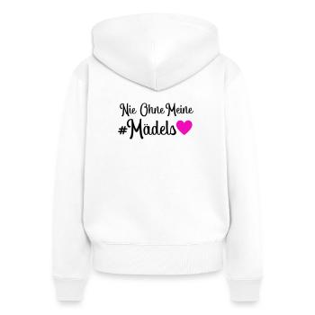 Jamais sans mes filles - Sweat à capuche zippé Premium bio Femme - blanc - Dos - AI Model Female 172 light (172cm)