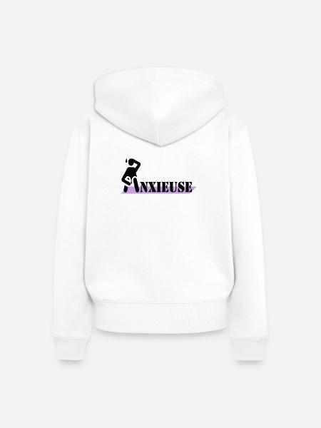 ängstlich - Frauen Premium Bio Zip Hoodie - Weiß