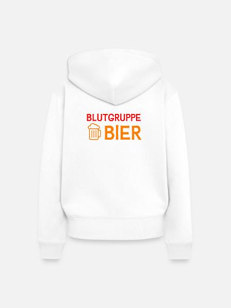 Blutgruppe Bier - Frauen Premium Bio Zip Hoodie - Weiß
