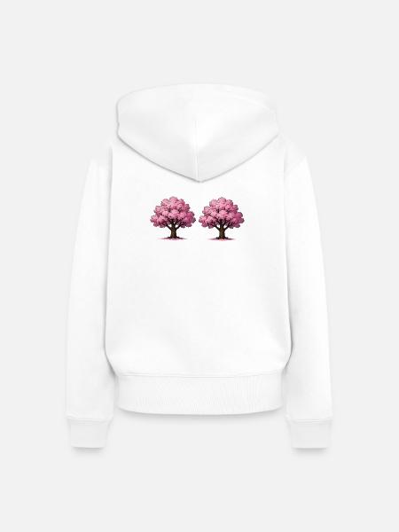 Kirschblüten Baumkunst - Frauen Premium Bio Zip Hoodie - Weiß