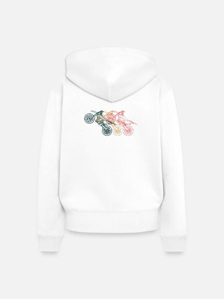 Motorrad Triptychon Linienkunst - Frauen Premium Bio Zip Hoodie - Weiß