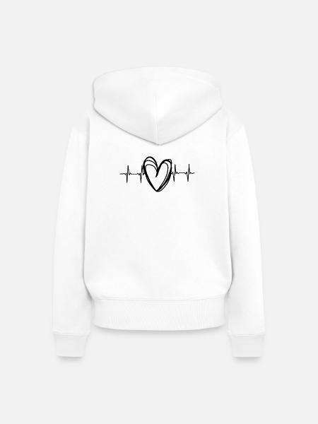 Scribble Herz EKG Herzschlag - Frauen Premium Bio Zip Hoodie - Weiß