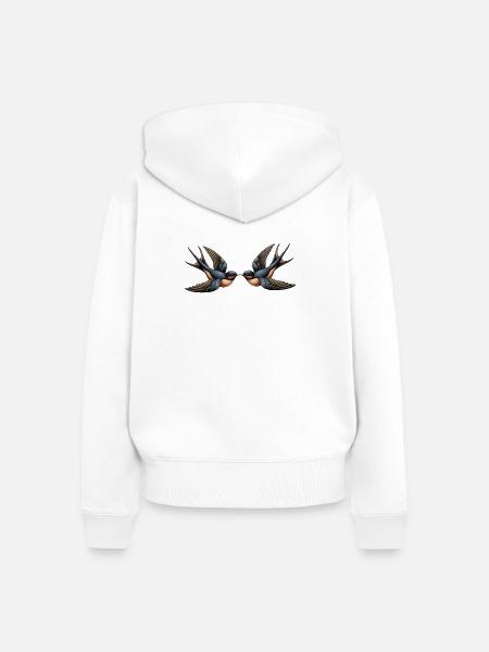 Schwalben – Rockabilly - Frauen Premium Bio Zip Hoodie - Weiß