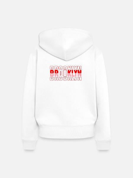 Brooklyn Neon Block Muster - Frauen Premium Bio Zip Hoodie - Weiß