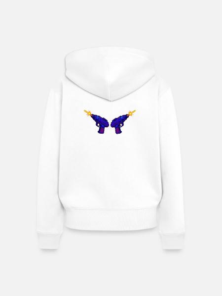 Cyber Pistole Laserkanone - Frauen Premium Bio Zip Hoodie - Weiß