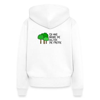 Ich mag Bäume die halten die Fresse  - Frauen Premium Bio Zip Hoodie - Weiß - Hinten - AI Model Female 172 light (172cm)