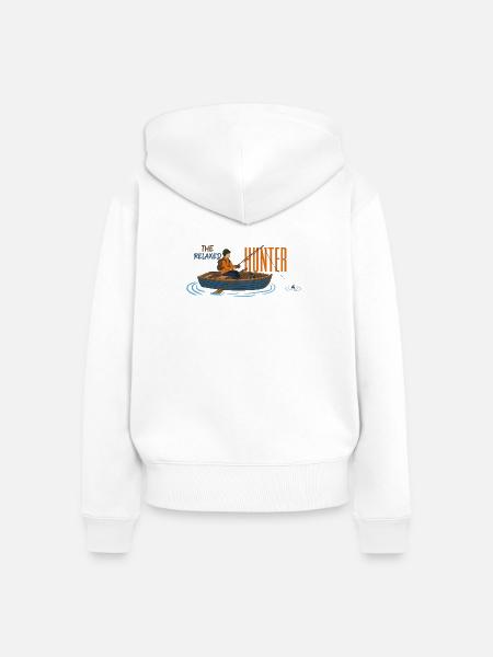 Angeln: Der Entspannter Jäger - Frauen Premium Bio Zip Hoodie - Weiß