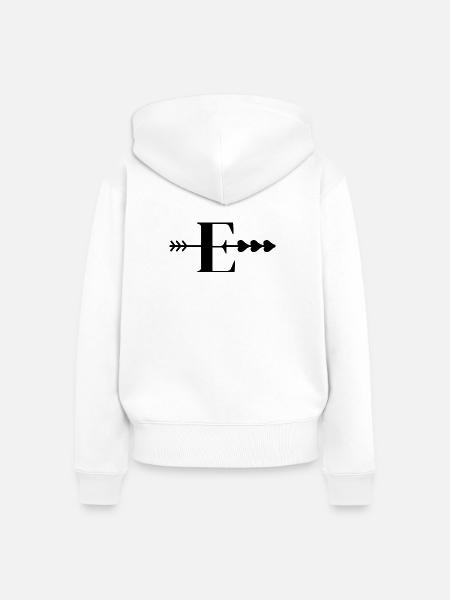 Buchstabe e Pfeil Herz - Frauen Premium Bio Zip Hoodie - Weiß