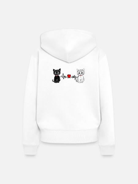 Herzschlag - Frauen Premium Bio Zip Hoodie - Weiß
