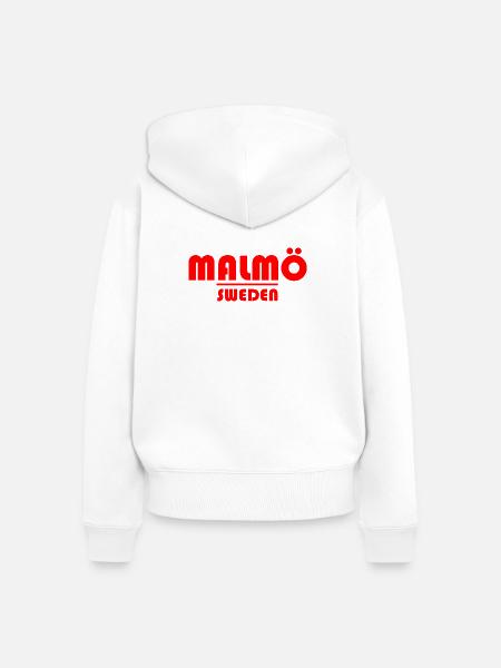Malmö Schweden Kraftrotes Logo - Frauen Premium Bio Zip Hoodie - Weiß