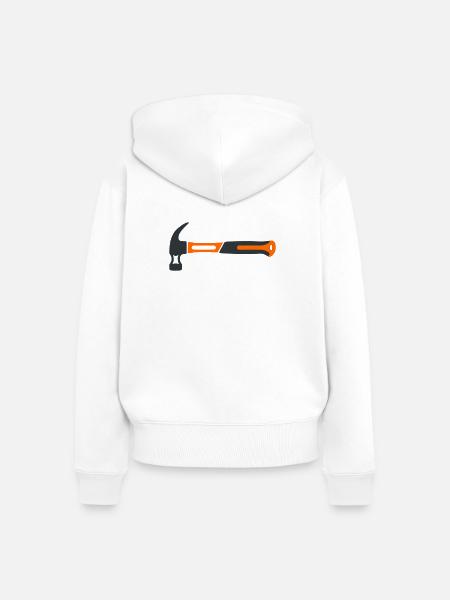 Zimmermannshammer Grafik - Frauen Premium Bio Zip Hoodie - Weiß