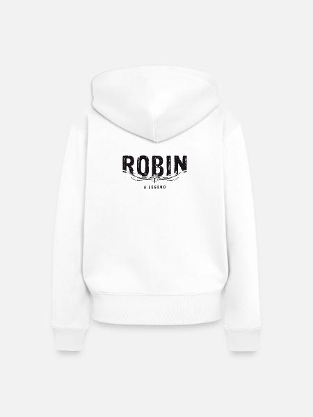 ROBIN A LEGEND verziert - Frauen Premium Bio Zip Hoodie - Weiß
