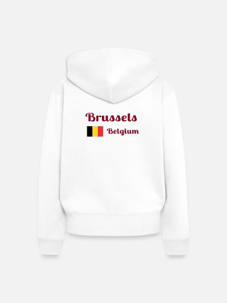 Brüssel Belgien - Stilvolle Drucke - Frauen Premium Bio Zip Hoodie - Weiß