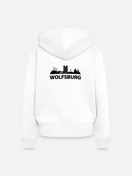 Wolfsburg Skyline - Frauen Premium Bio Zip Hoodie - Weiß