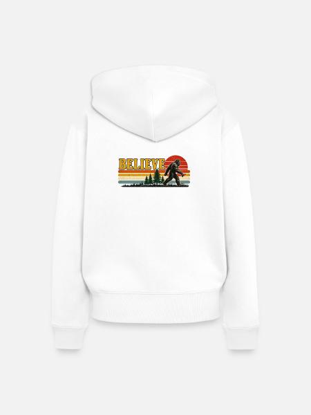 Glaub an Bigfoot Sunset Retro - Frauen Premium Bio Zip Hoodie - Weiß