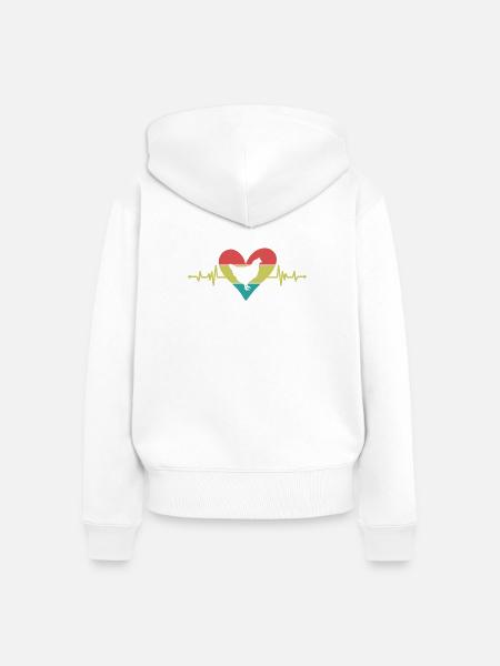 Huhn Herz Retro-Style - Frauen Premium Bio Zip Hoodie - Weiß