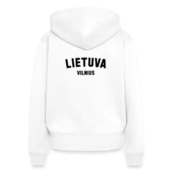VILNIUS, Lietuva, Lithuania, Lithuania - Women's Premium Organic Zip Hoodie - white - Back - AI Model Female 172 light (172cm)