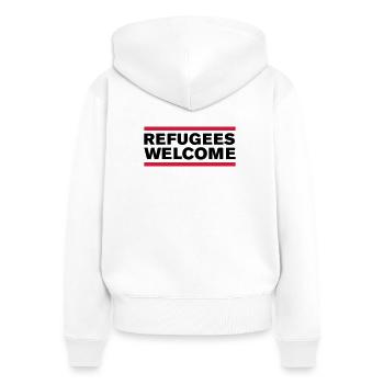 politik refugees welcome - Frauen Premium Bio Zip Hoodie - Weiß - Hinten - AI Model Female 172 light (172cm)