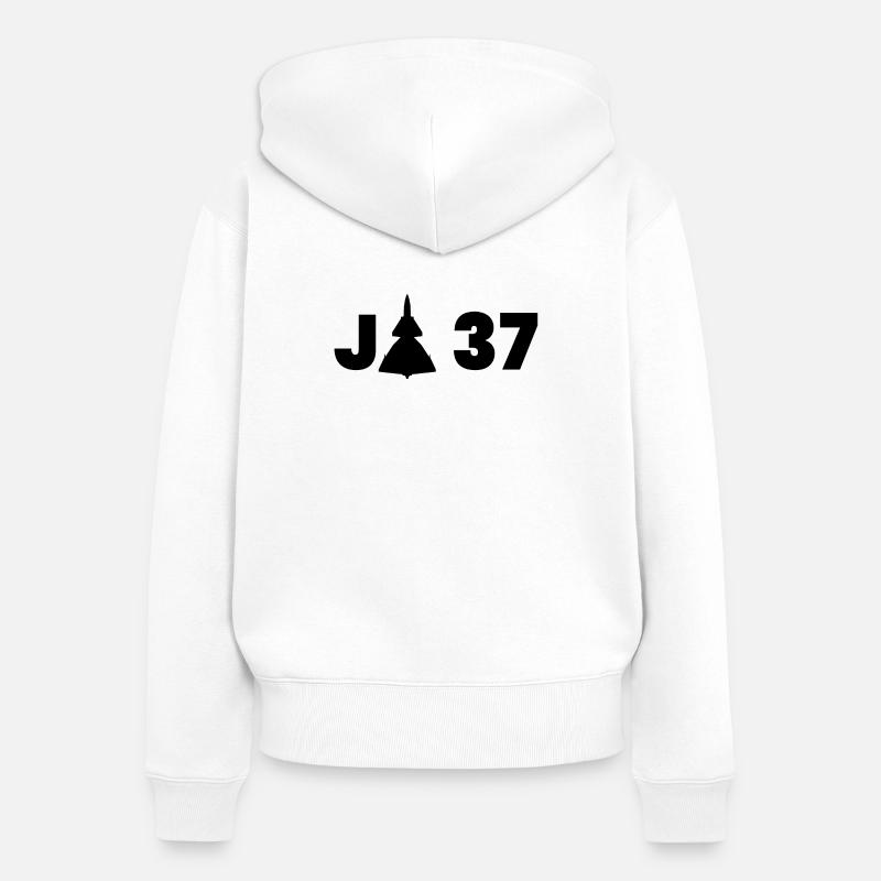 JA 37 Viggen - Sweat à capuche zippé Premium bio Femme - blanc