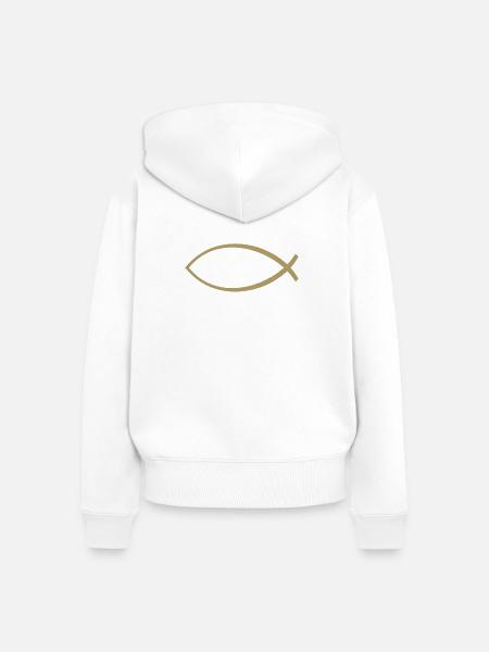Ichtusfisch Gold - Frauen Premium Bio Zip Hoodie - Weiß