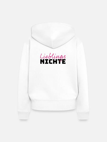 Lieblingsnichte Tshirt pink - Frauen Premium Bio Zip Hoodie - Weiß