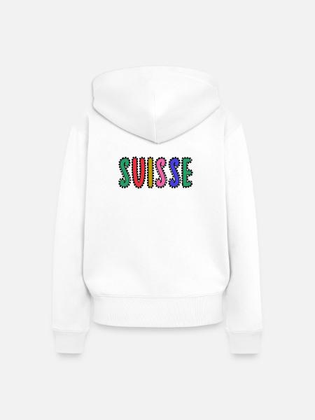 SCHWEIZ - Frauen Premium Bio Zip Hoodie - Weiß