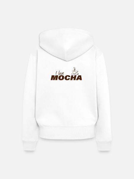 I LOVE MOCHA - Frauen Premium Bio Zip Hoodie - Weiß