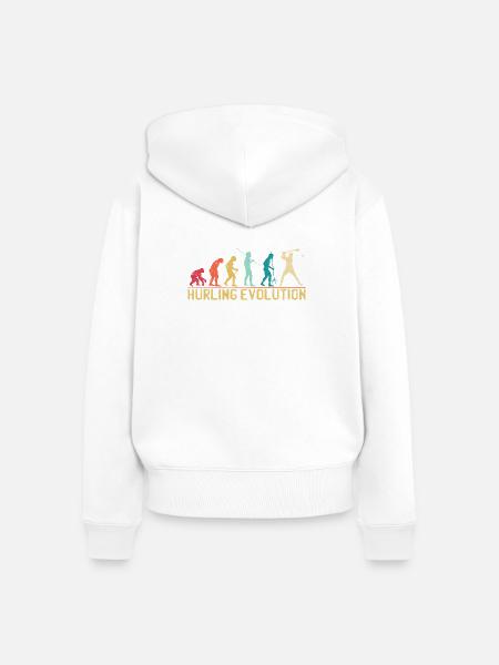 Hurling Evolution Silhouette Design - Frauen Premium Bio Zip Hoodie - Weiß