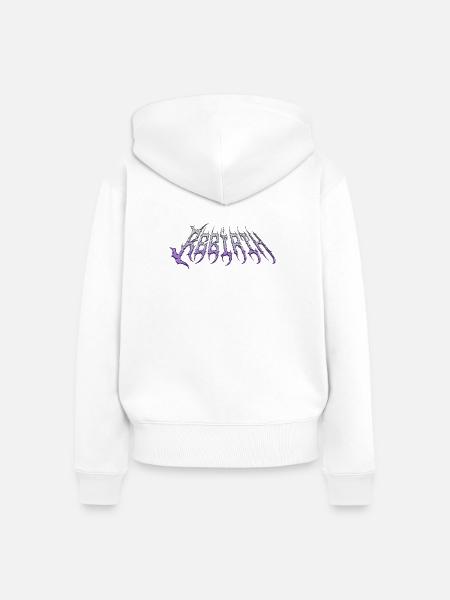 Rebirth – kaltmetallischer Chromtext - Frauen Premium Bio Zip Hoodie - Weiß