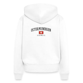 Ostermundigen Schweiz Emblem - Frauen Premium Bio Zip Hoodie - Weiß - Hinten - AI Model Female 172 light (172cm)