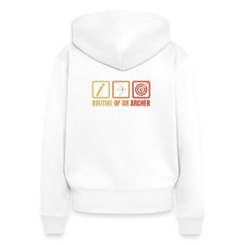Bogensport Routine - Frauen Premium Bio Zip Hoodie - Weiß - Hinten - AI Model Female 172 light (172cm)