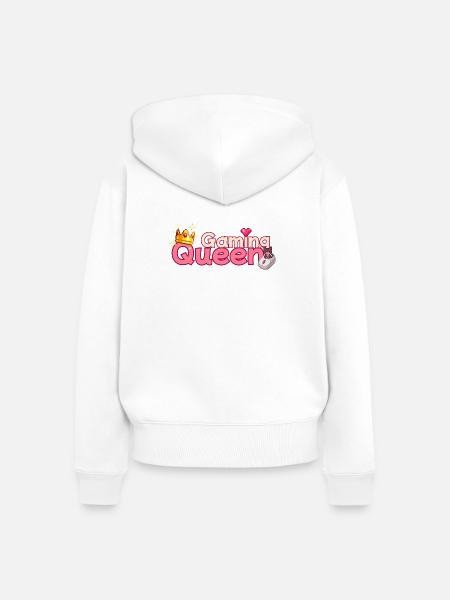 Gaming Queen Pixel Art Crown - Frauen Premium Bio Zip Hoodie - Weiß