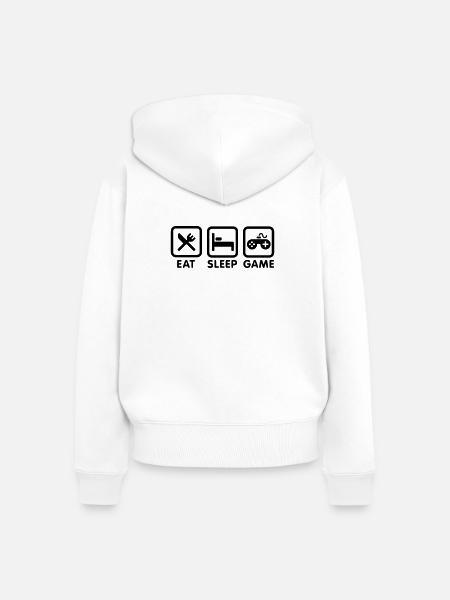 Eat sleep game - Frauen Premium Bio Zip Hoodie - Weiß