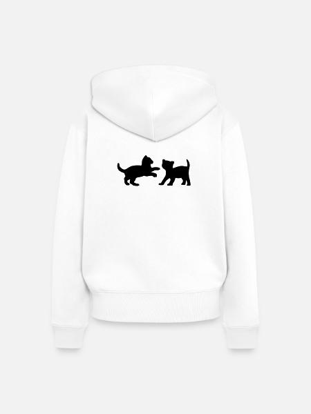 Zwei Kätzchen, die - Frauen Premium Bio Zip Hoodie - Weiß